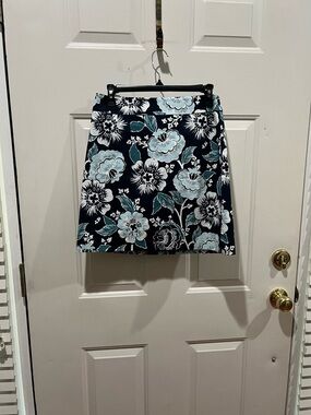 LOFT Navy Mini Skirt with Light Blue & White Floral Print